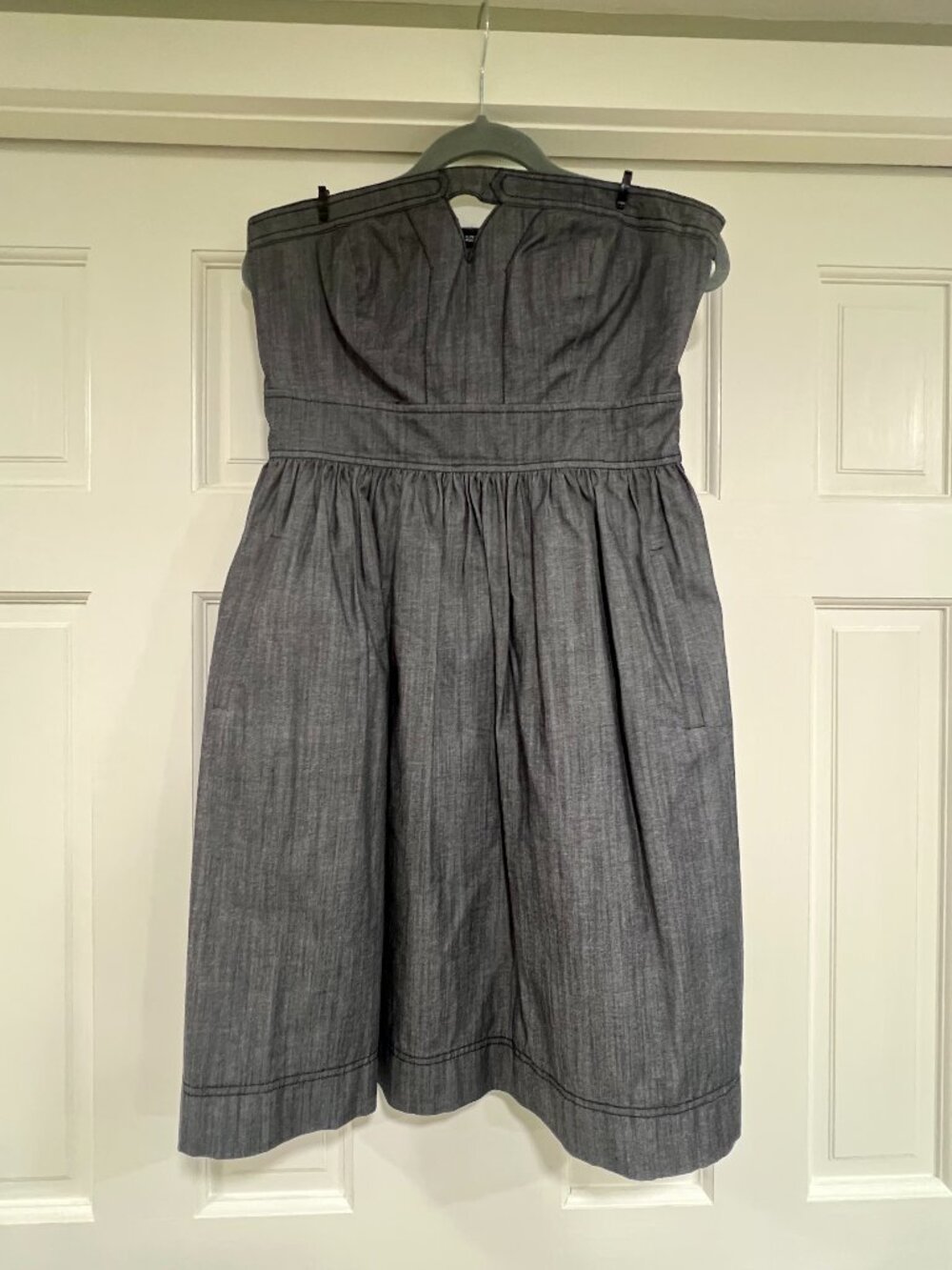 Calvin Klein Denim Chambray Strapless Sweetheart Dress | Pockets | Size 8